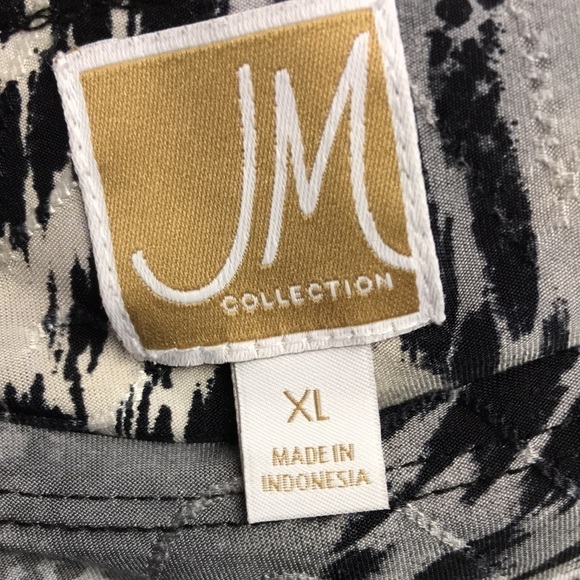 Jm Collection Tunic Top XL Black White Abstract Print Textured fabric EUC - Picture 9 of 9